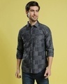 Shop Men's Grey Checkered Regular Fit Shirt-Full