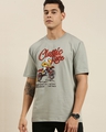 Shop Men's Grey Classic Race Graphic Printed Oversized T-shirt-Front