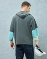 Shop Men's Grey Color Block Oversized Hooded T-shirt-Design