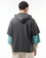 Shop Men's Grey Color Block Oversized Hooded T-shirt-Design