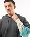 Shop Men's Grey Color Block Oversized Hooded T-shirt