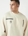 Shop Men's Beige Graphic Printed Oversized Plus Size Sweatshirt