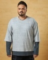 Shop Men's Grey Color Block Oversized Plus Size T-shirt-Front
