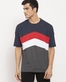 Shop Men's Grey Color Block Oversized T-shirt-Front