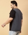 Shop Men's Grey & Black Color Block Plus Size T-shirt-Full