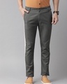 Shop Men's Grey Color Block Slim Fit Chinos-Front