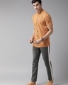Shop Men's Grey Color Block Slim Fit Chinos-Full