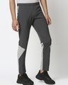 Shop Men's Grey Color Block Slim Fit Track Pants-Full