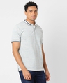 Shop Men's Grey Cotton Polo T-shirt-Full