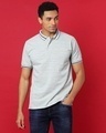 Shop Men's Grey Cotton Polo T-shirt-Front