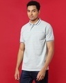 Shop Men's Grey Cotton Polo T-shirt-Full