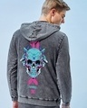 Shop Men's Grey Cyber Punk Graphic Printed Hoodies-Front