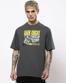 Shop Men's Grey Dark Knight Oversized Graphic Print T-shirt-Front