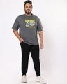 Shop Men's Grey Dark Knight Plus Size Chest Printed Oversized Fit T-shirt