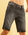 Shop Men's Grey Distressed Denim Shorts-Design
