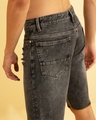 Shop Men's Grey Distressed Denim Shorts-Full