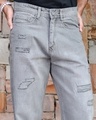 Shop Men's Grey Distressed Loose Fit Jeans