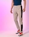 Shop Men's Grey Color Block Drawstring Joggers-Full