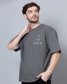 Shop Men's Grey Faith in Techno Reflective Printed Oversized T-shirt-Full