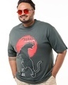 Shop Men's Grey Fearsome Graphic Printed Oversized Plus Size T-shirt-Front