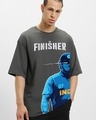 Shop Men's Grey Finisher Graphic Printed Oversized T-shirt-Front