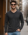 Shop Men's Grey Flat Knit Sweater-Front