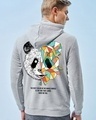 Shop Men's Grey Geo Panda Graphic Printed Hoodies-Front