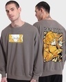 Shop Men's Grey Godspeed Graphic Printed Oversized Sweatshirt-Front