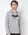 Shop Men's Grey Gotham City Graphic Printed Hoodie T-shirt-Front