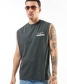 Shop Men's Grey Graphic Printed Oversized Vest-Front