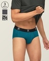 Shop Pack of 3 Men's Grey & Blue Printed Ace Antimicrobial Micro Modal Briefs-Front