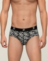 Shop Pack of 3 Men's Grey & Blue Printed Ace Antimicrobial Micro Modal Briefs-Design