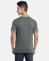 Shop Men's Grey & Green Striped Cotton Polo T-shirt-Design