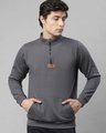 Shop Men's Grey High Neck Sweatshirt-Front