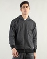 Shop Men's Grey Hooded Jacket-Front