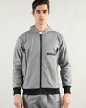 Shop Men's Grey Hooded Jacket-Front