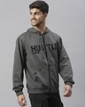 Shop Men's Grey Hustle Typography Hoodie-Design