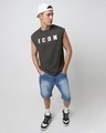 Shop Men's Grey Icon Graphic Printed Boxy Fit Vest-Full