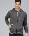 Shop Men's Grey Hooded Jacket-Front
