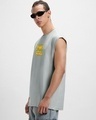 Shop Men's Grey Johnny Bravo Graphic Printed Boxy Fit Vest-Design