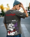 Shop Men's Grey Joker Manga Graphic Printed Oversized T-shirt-Front