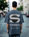 Shop Men's Grey Kryptonian Heritge Graphic Printed Oversized T-shirt-Front