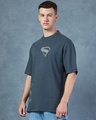 Shop Men's Grey Kryptonian Heritge Graphic Printed Oversized T-shirt-Full
