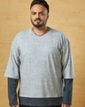 Shop Men's Grey Layered Oversized Plus Size T-shirt-Front