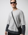 Shop Men's Grey Layered Oversized T-shirt-Front