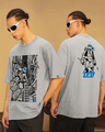 Shop Men's Grey Leo Graphic Printed Oversized T-shirt-Front