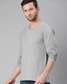 Shop Men's Grey Melange Full Sleeve V Neck T-shirt-Design