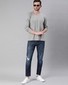 Shop Men's Grey Melange Full Sleeve V Neck T-shirt