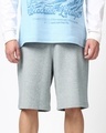 Shop Men's Grey Melange Oversized Shorts-Front