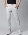 Shop Men's Grey Melange Solid Slim Fit Joggers-Front